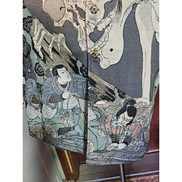 Rebel Vengeance LARGE All Over Print Japanese Samurai Skull Short Sleeve Jacket - Picture 11 of 14